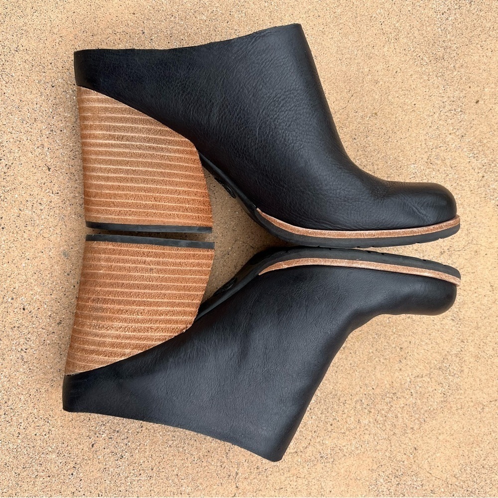 Kork Ease Challis Clog Mule Black Leather Slip On Bootie Block Heel Size 11 - Picture 4 of 11